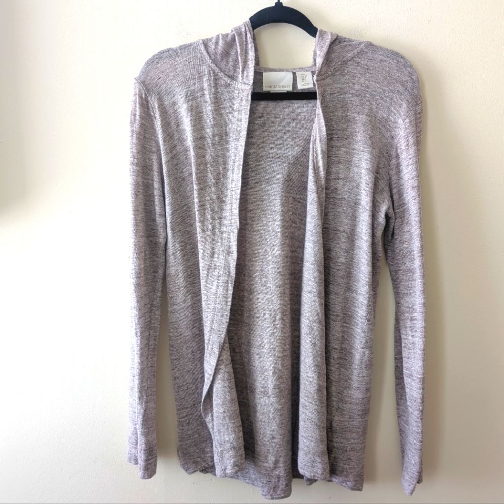 Cynthia Rowley Hooded Linen Open Cardigan Oatmeal Size Small - Picture 3 of 6